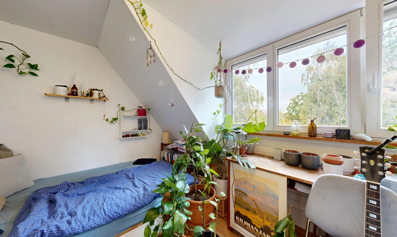 chambre avec pièce supplémentaire, drywall, cloison sèche, vaulted ceiling, et plafond voûté
