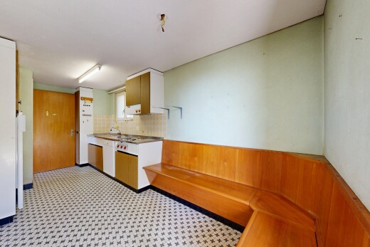 küche mit vinyl floor, vinylboden, inside property, drywall, und gipskartonwand