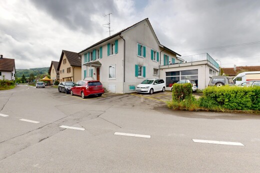 außenansicht mit overcast, parkplatz, residential view, und wohngebietblick