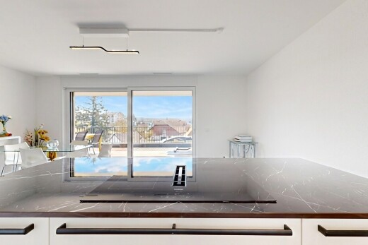 kitchen view of white cabinetry