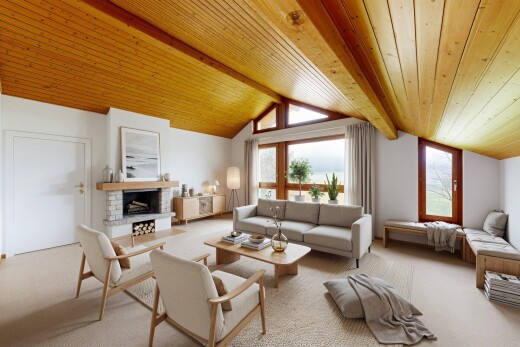 salon avec cloison sèche, drywall, inside property, lumière naturelle, et natural light