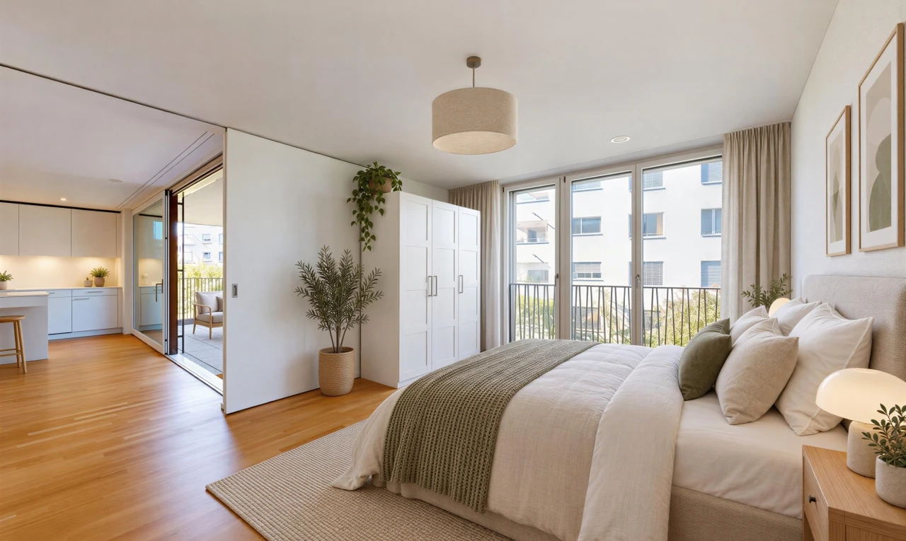 pièce vide avec accès à l'extérieur, inside property, light floor, wood finish floor, et sol en finition bois
