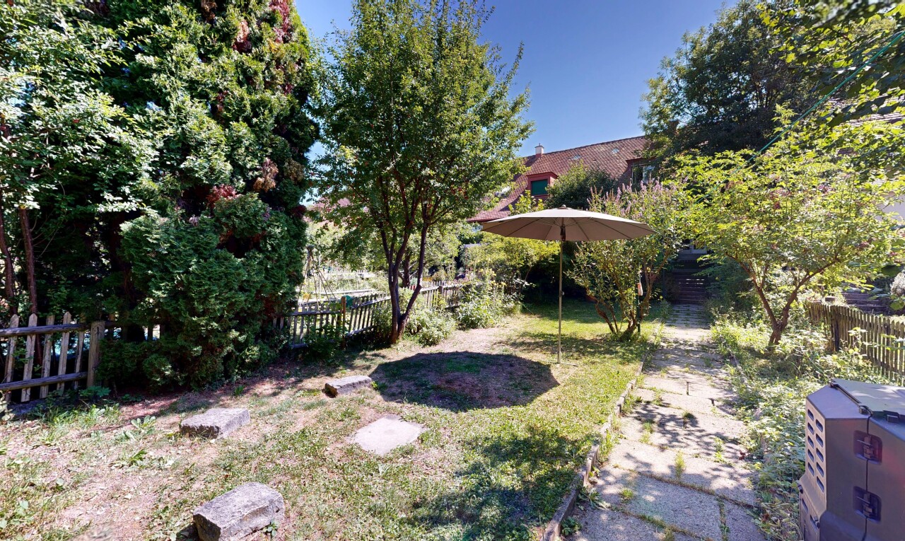 garden with a fenced backyard