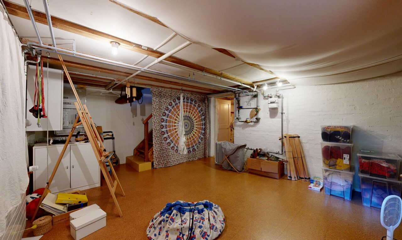 storage room with stairs