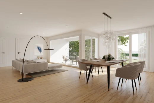 espace intérieur avec lustre, lumière naturelle, et plancher de bois
