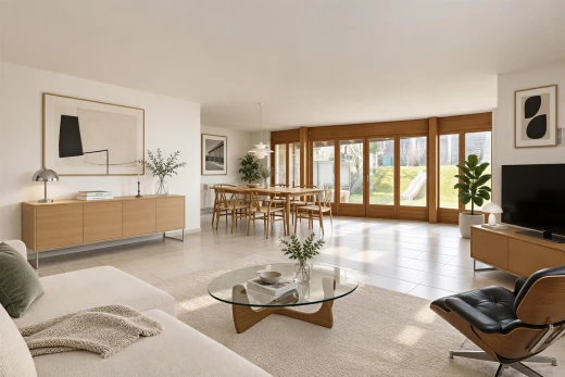 wohn- / esszimmer mit light floor, gipskartonwand, drywall, fernseher, und inside property