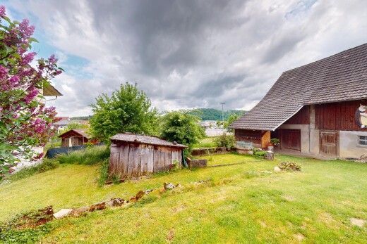 garten mit scheune, außenansicht, rasen, und property visible