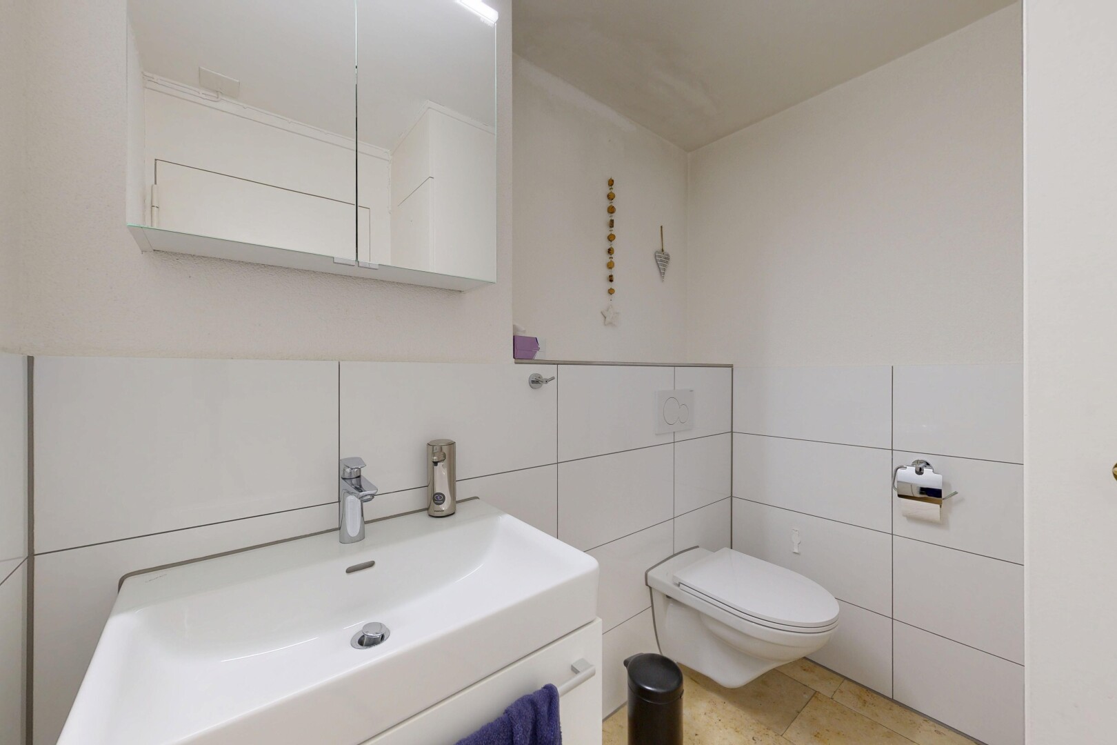 salle de bains avec lavabo (ou coiffeuse selon le contexte), miroir, toilette, inside property, et évier