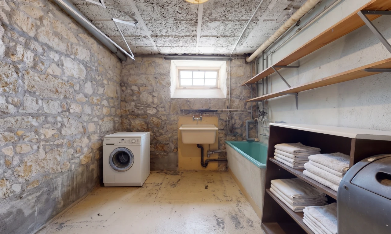 buanderie avec lave-linge et sèche-linge, sous-sol, lumière naturelle, évier, et inside property