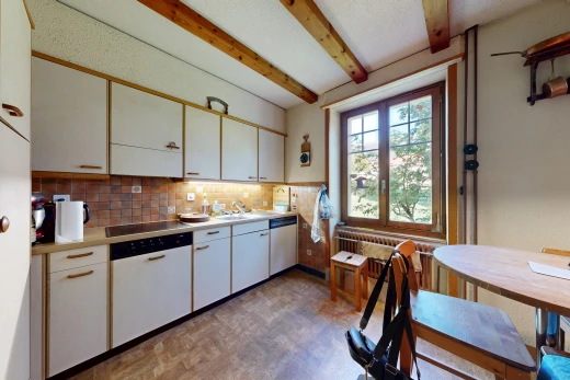 cuisine avec plans de travail, light countertops, dosseret, backsplash, et radiateur