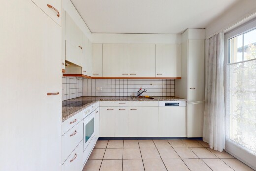 cuisine avec lave-vaisselle, natural light, lumière naturelle, backsplash, et dosseret