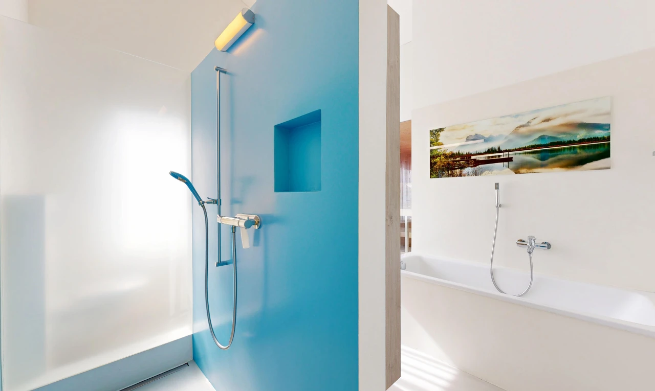 bad mit bad, komplettes badezimmer, gipskartonwand, drywall, und inside property
