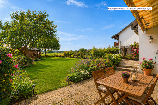 terrasse avec from property, pelouse, terrasse, coin repas extérieur, et day time