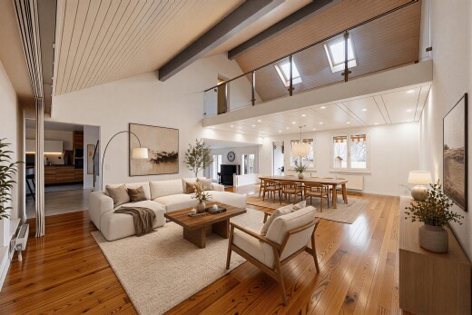 pièce vide avec inside property, beamed ceiling, plafond à poutres, high ceiling, et plafond haut