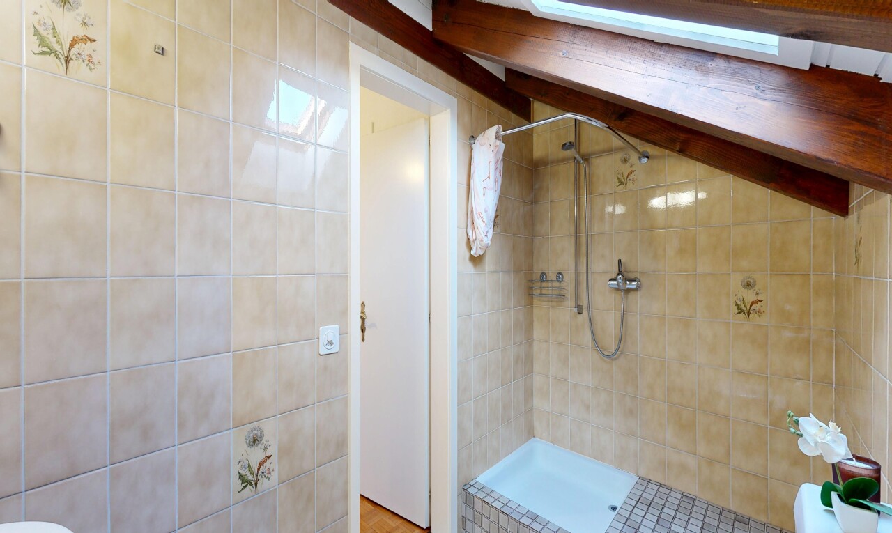 salle de bains avec douche, salle de bain complète, et inside property