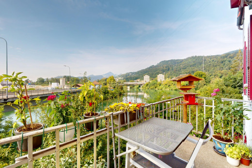 balkon mit blick auf die berge, balkon, und seesicht