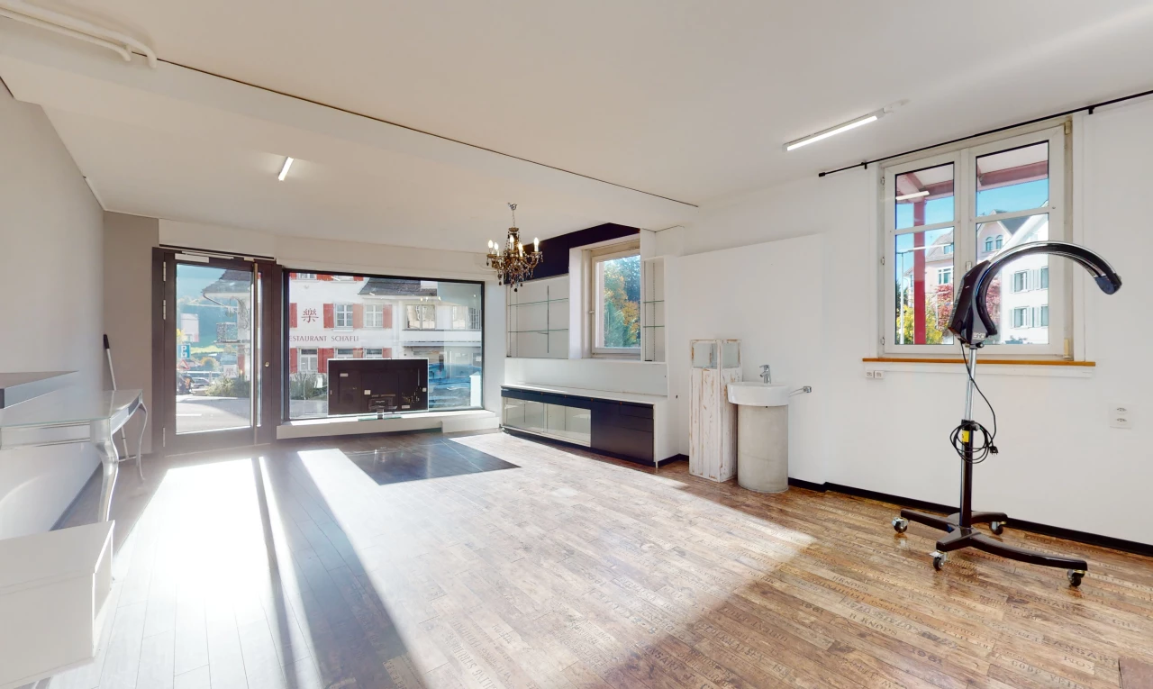 salon avec lustre, parquet, et lumière naturelle