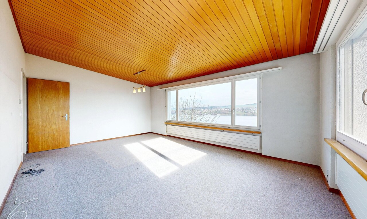 pièce vide avec plafond en bois, wood ceiling, lumière naturelle, natural light, et inside property