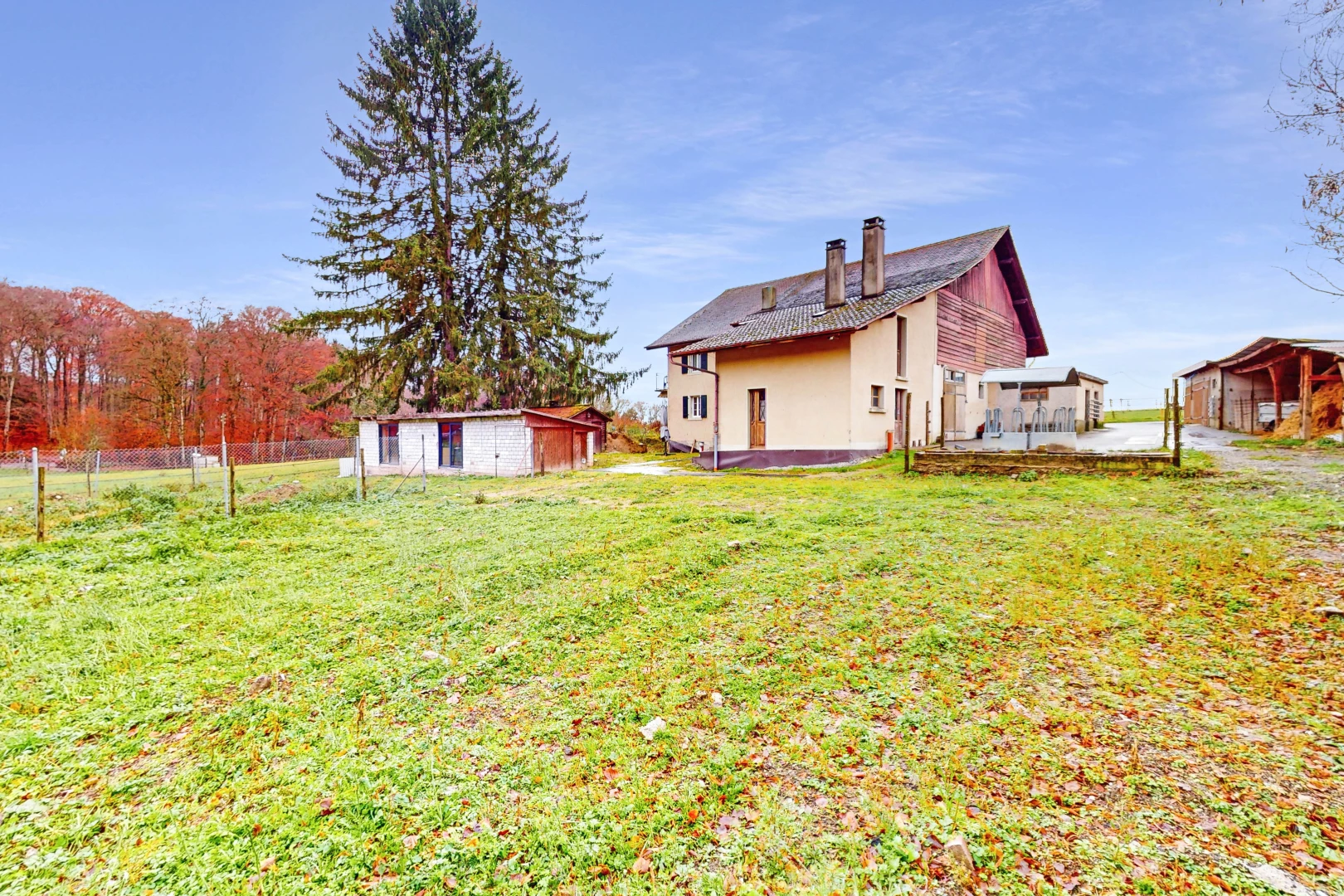 blick auf das zuhause mit einem hof
