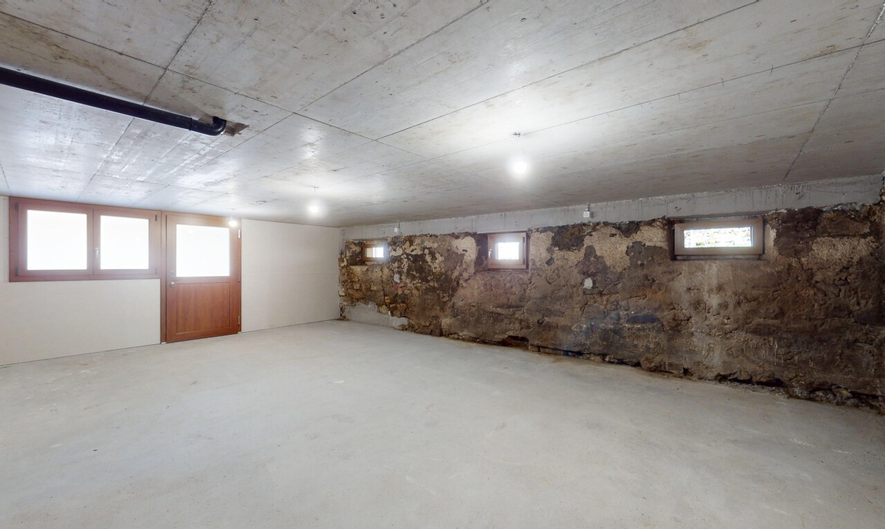 pièce vide avec sous-sol, sol en béton, et lumière naturelle