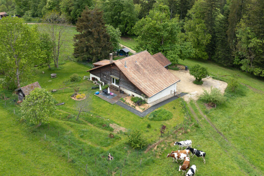 façade avec pelouse, property visible, animal farm, et animal