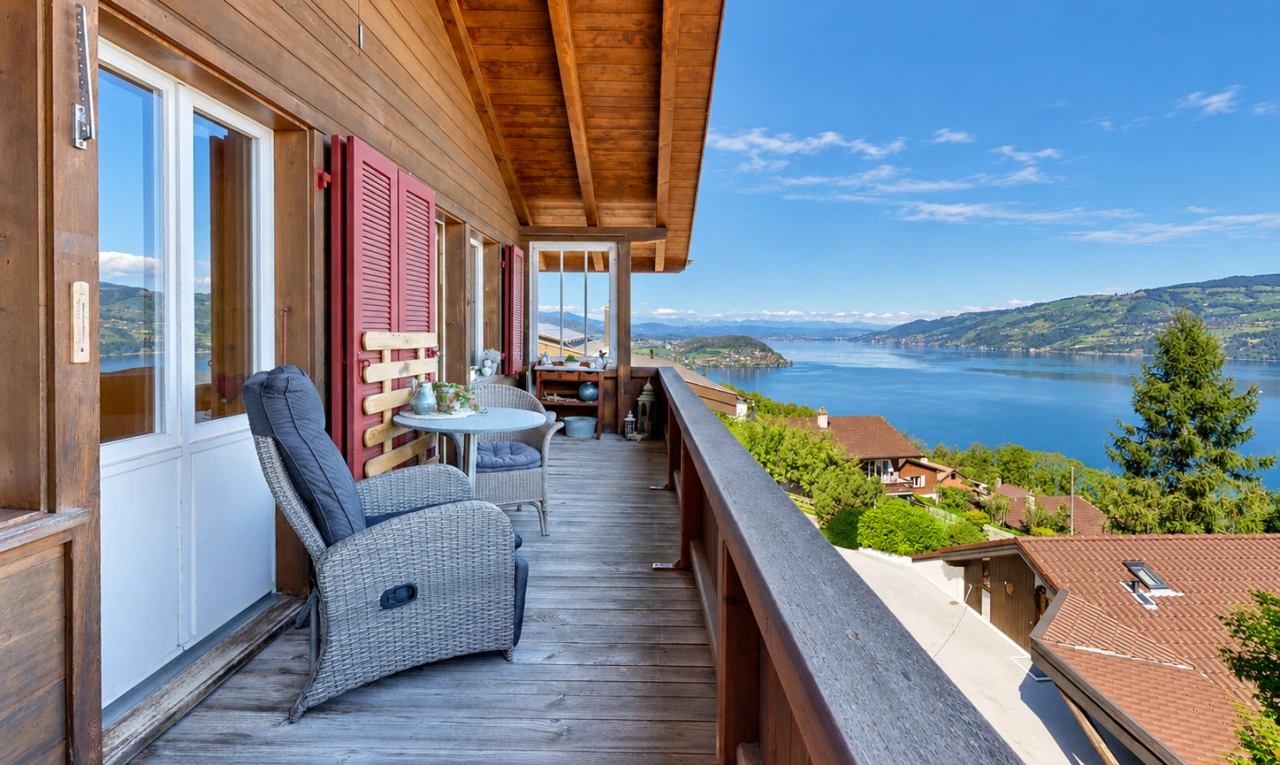 balcony with a water view
