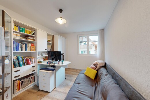 office area with light wood-style flooring