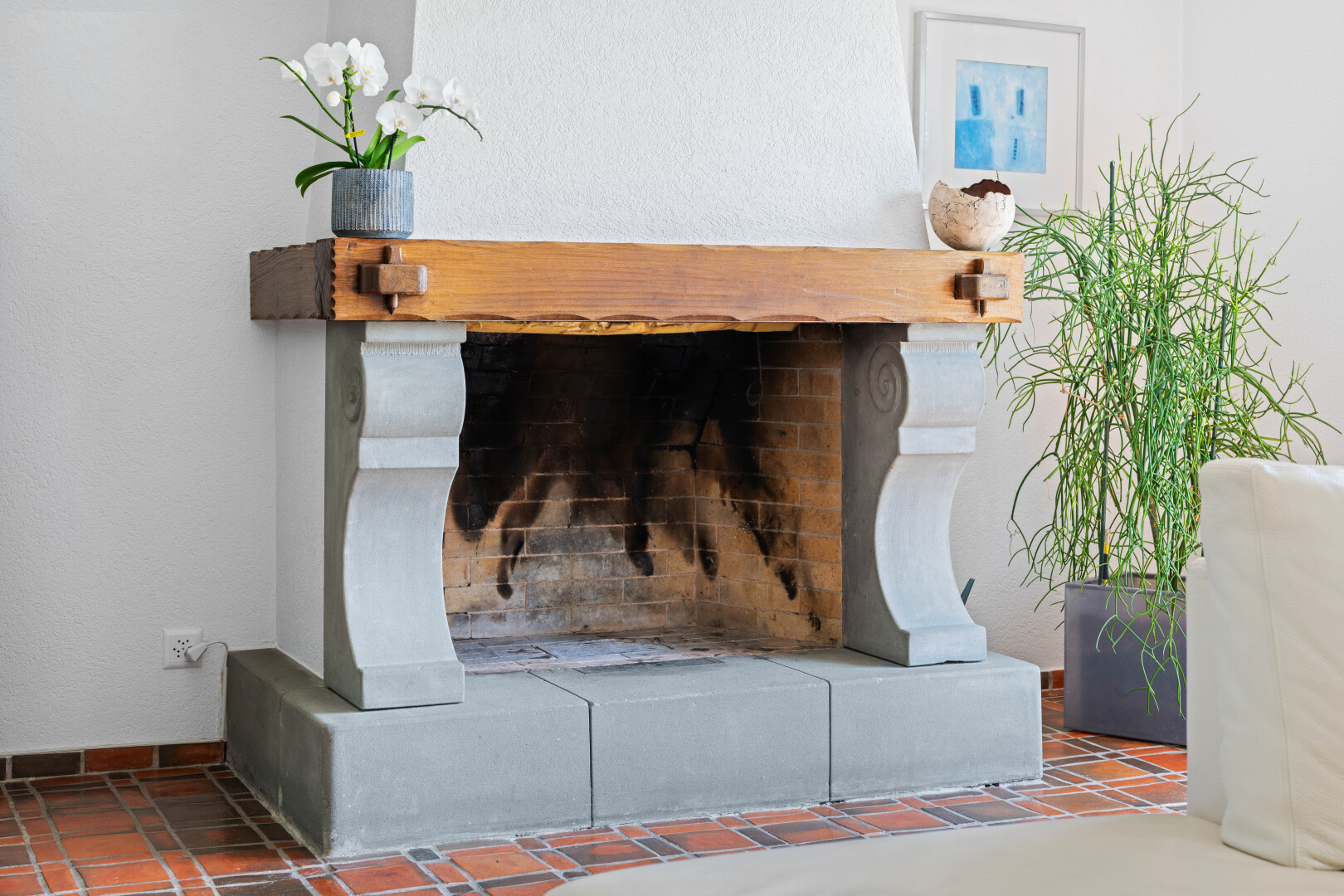 detailed view of a fireplace