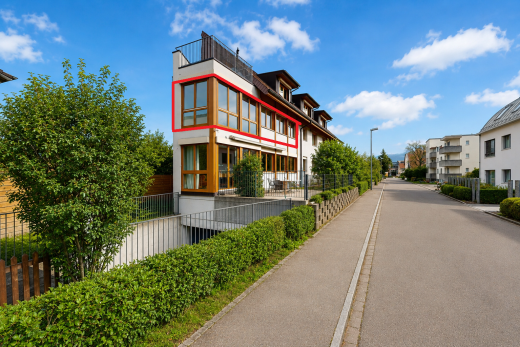 außenansicht mit straßenlaternen, zaun, und day time