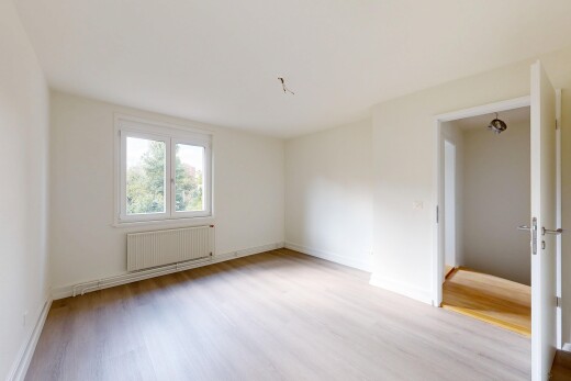 leerer raum mit holzfußboden, wood finish floor, natürliches licht, natural light, und gipskartonwand
