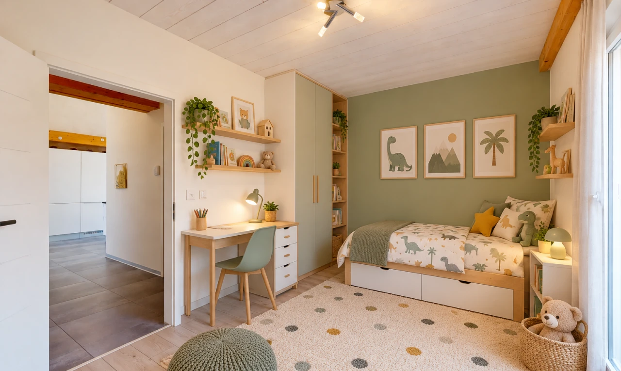 pièce vide avec cloison sèche, drywall, light floor, inside property, et plafond en bois