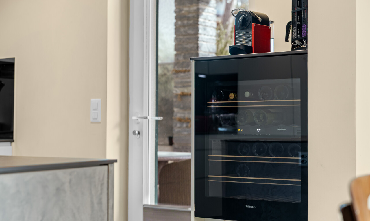 kitchen featuring wine cooler