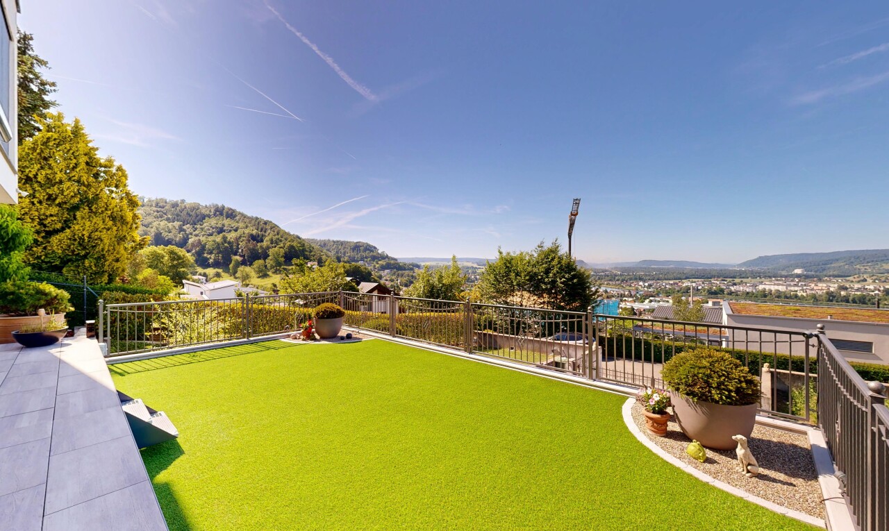 garten mit terrasse, from property, rasen, day time, und zaun