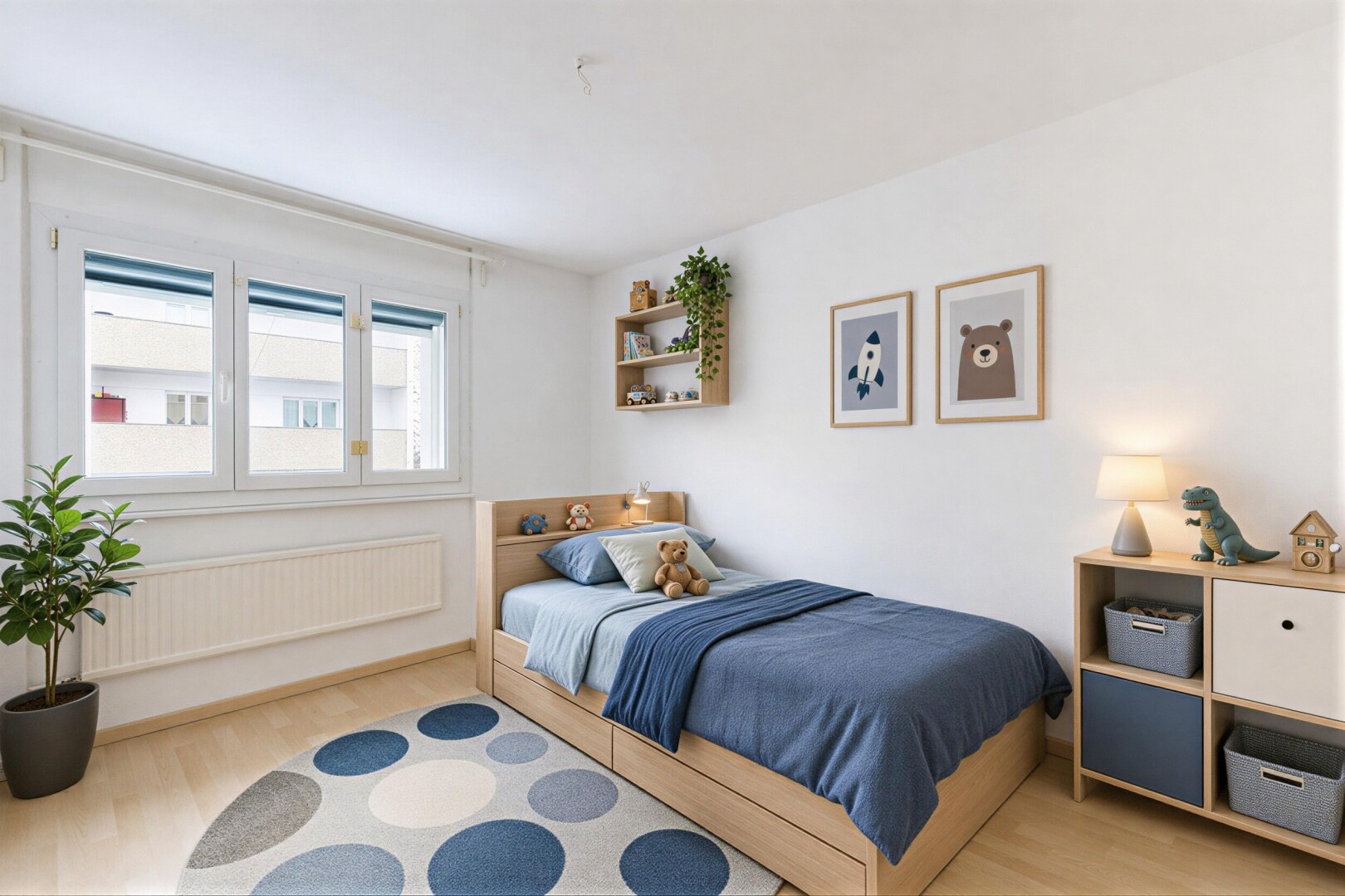 chambre avec radiateur, inside property, sol en finition bois, wood finish floor, et cloison sèche