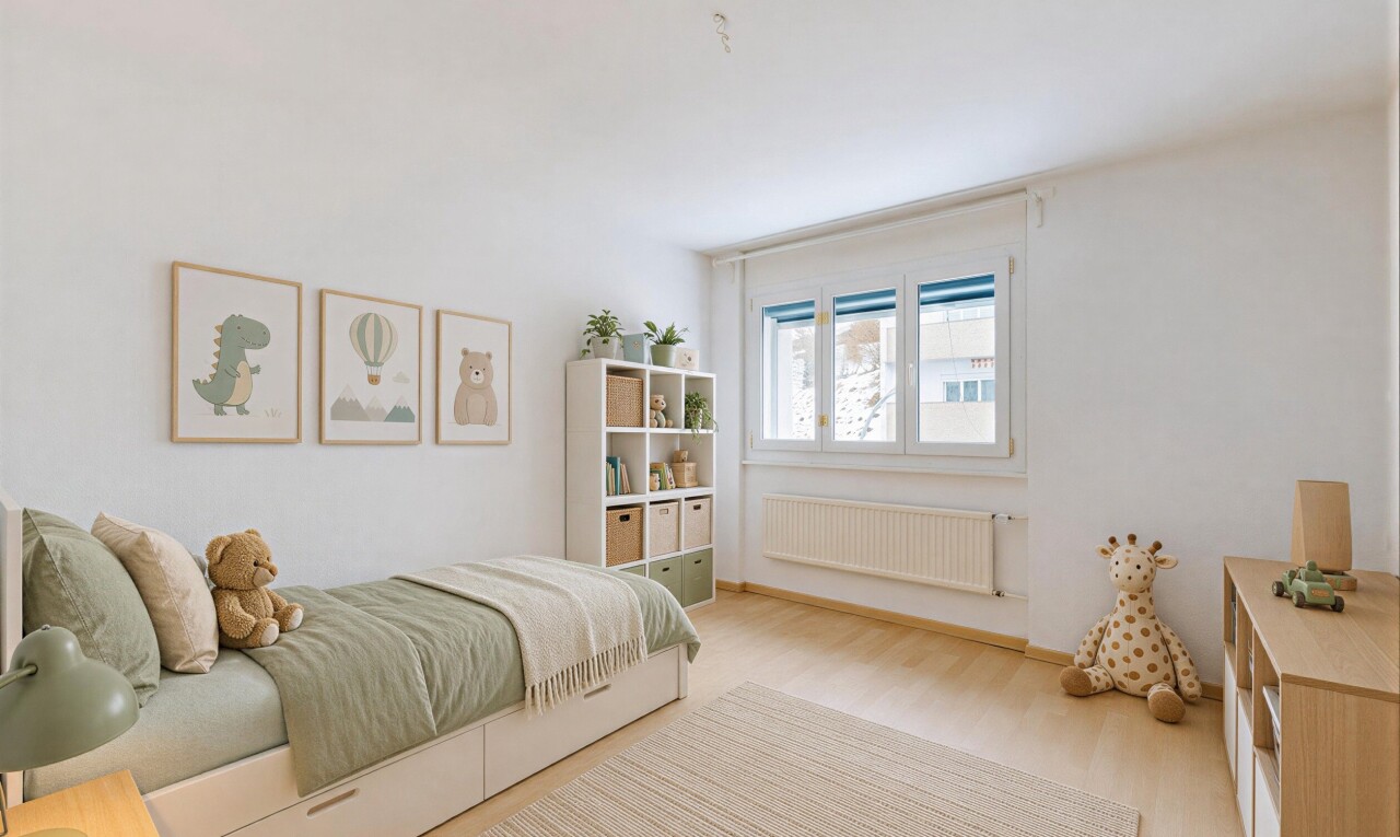 chambre avec radiateur, inside property, drywall, cloison sèche, et natural light