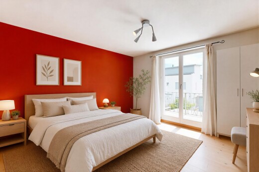 chambre avec inside property, accès à l'extérieur, drywall, cloison sèche, et light floor