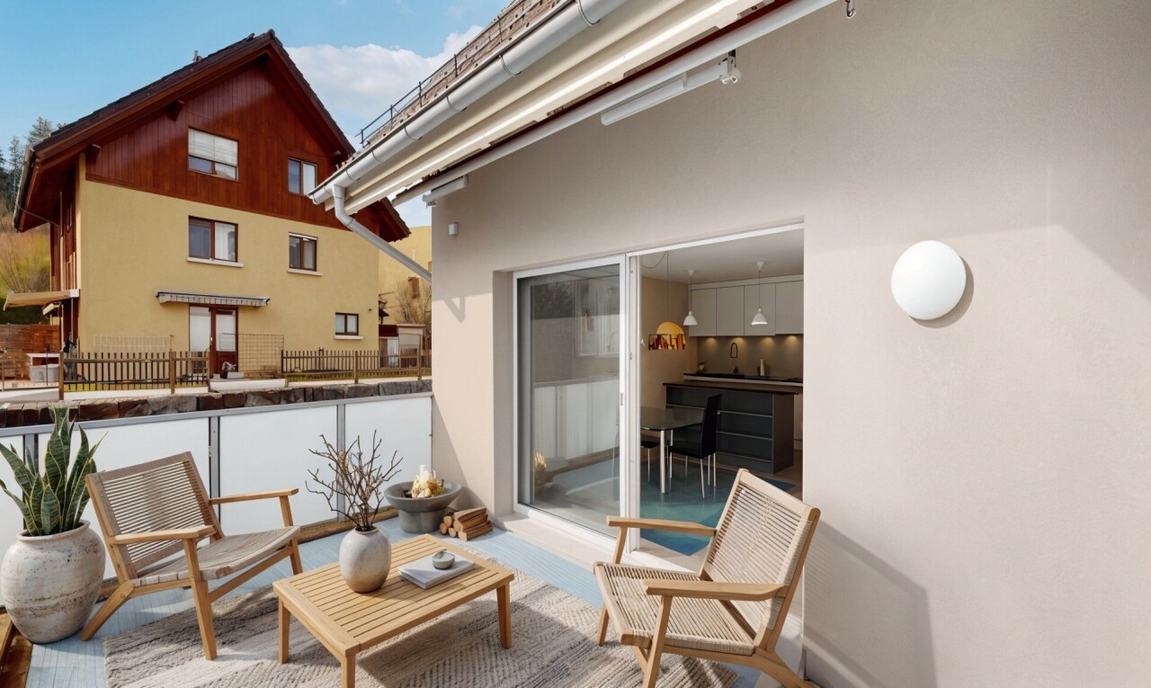 terrasse avec from property, day time, virtually staged, et terrasse