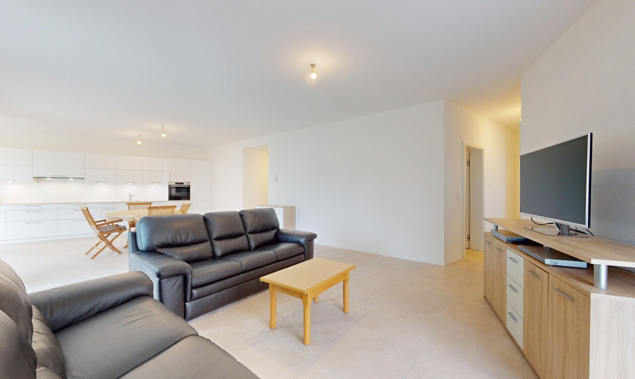 wohnzimmer mit fernseher, inside property, gipskartonwand, drywall, und teppich