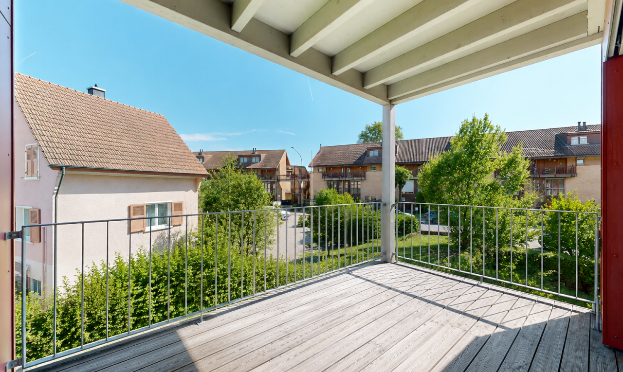 terrasse mit day time, deck, residential view, wohngebietblick, und from property