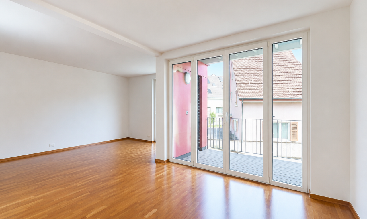 leerer raum mit gipskartonwand, drywall, natürliches licht, natural light, und holzfußboden