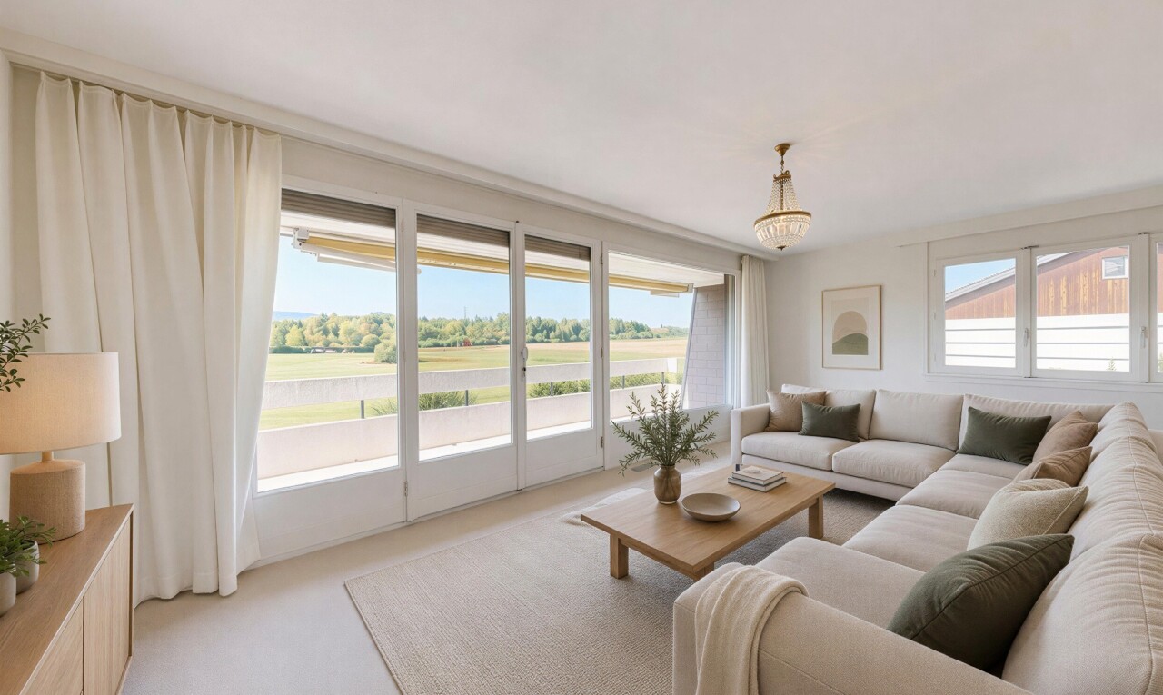 wohnzimmer mit day time, carpet, teppich, pendelleuchte, und drywall
