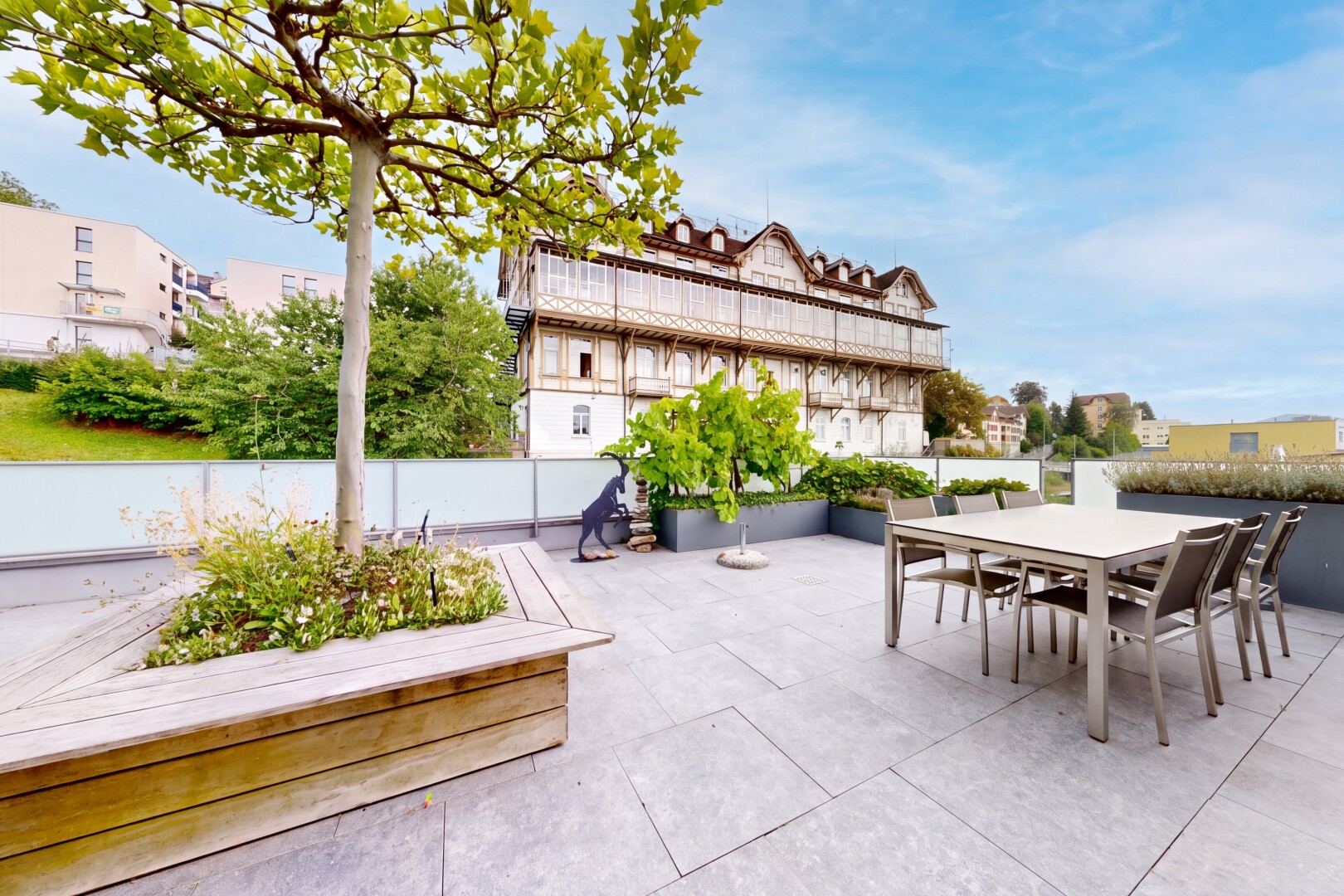 terrasse mit terrasse, essbereich im freien, und day time