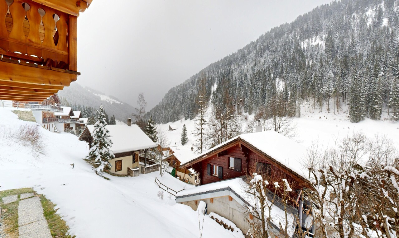 façade avec overcast, mountain view, vue sur la montagne, et snow