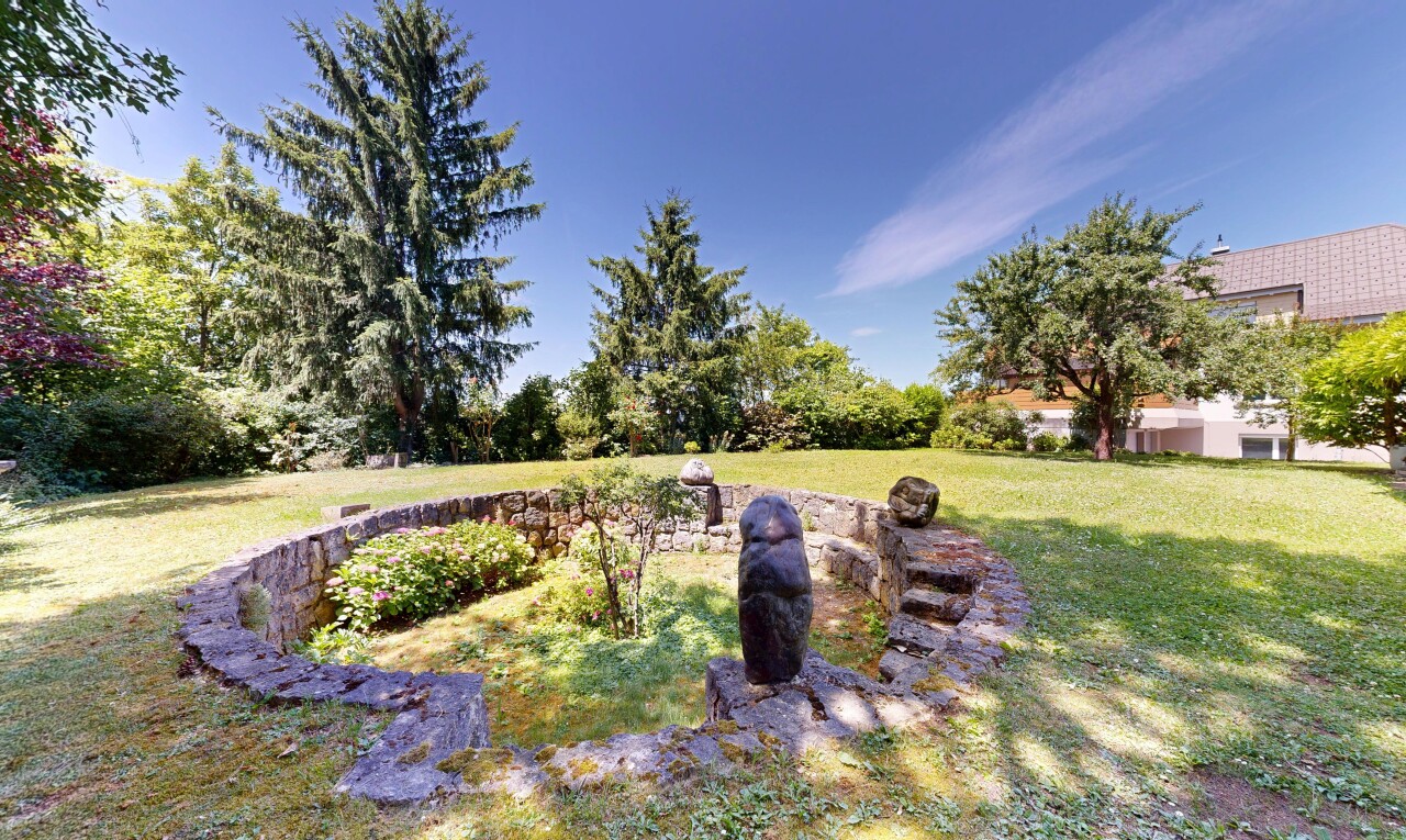 garten mit rasen und day time