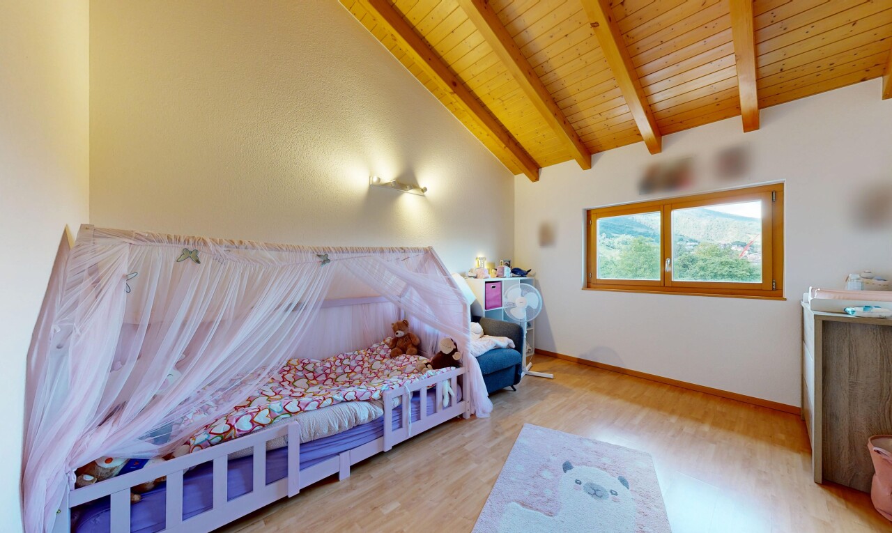room / bedroom featuring light wood-style flooring and a high wood beamed ceiling