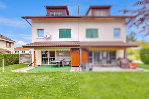 außenansicht mit rasen, terrasse, property visible, day time, und zaun