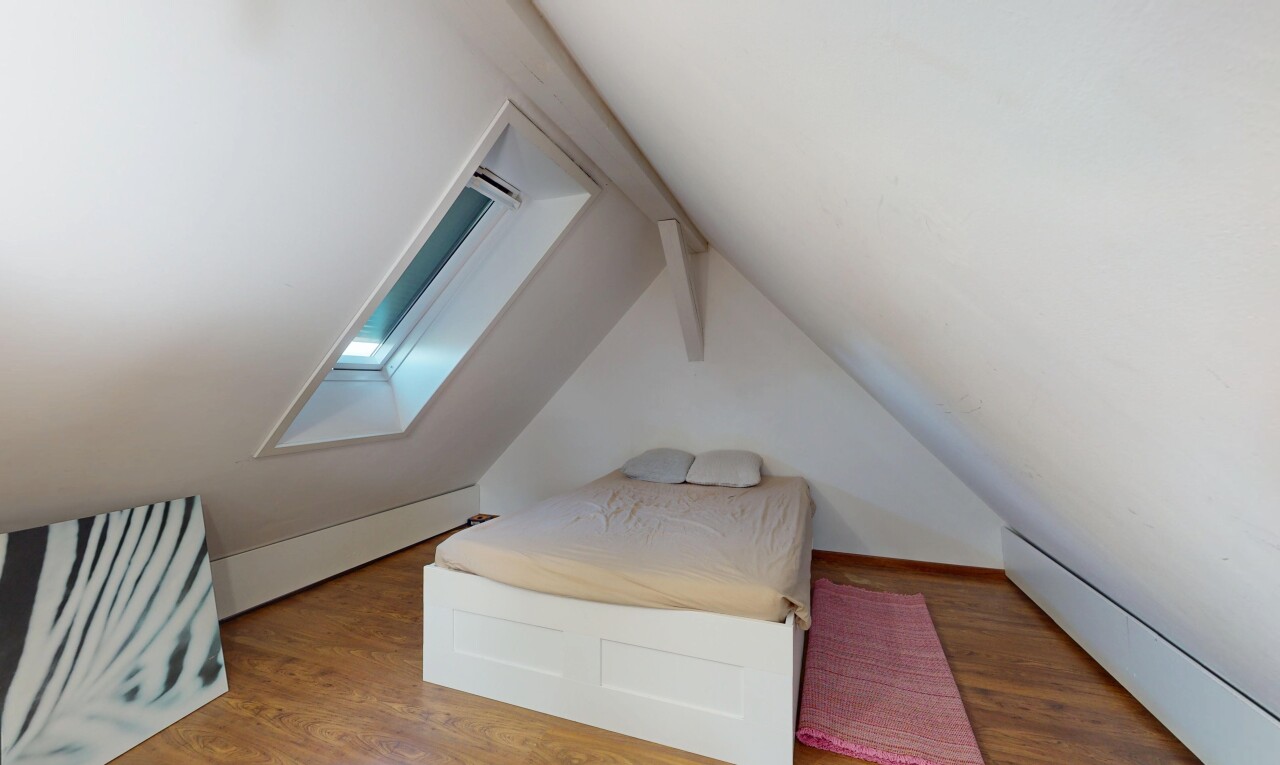 chambre avec pièce supplémentaire, wood finish floor, sol en finition bois, puits de lumière, et inside property