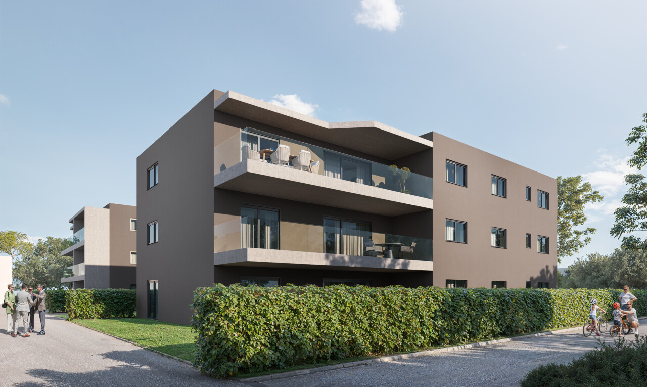extérieur du bâtiment avec rendered, apartment complex view, vue sur le complexe d'appartements, et day time