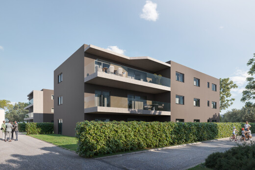 extérieur du bâtiment avec rendered, apartment complex view, vue sur le complexe d'appartements, et day time